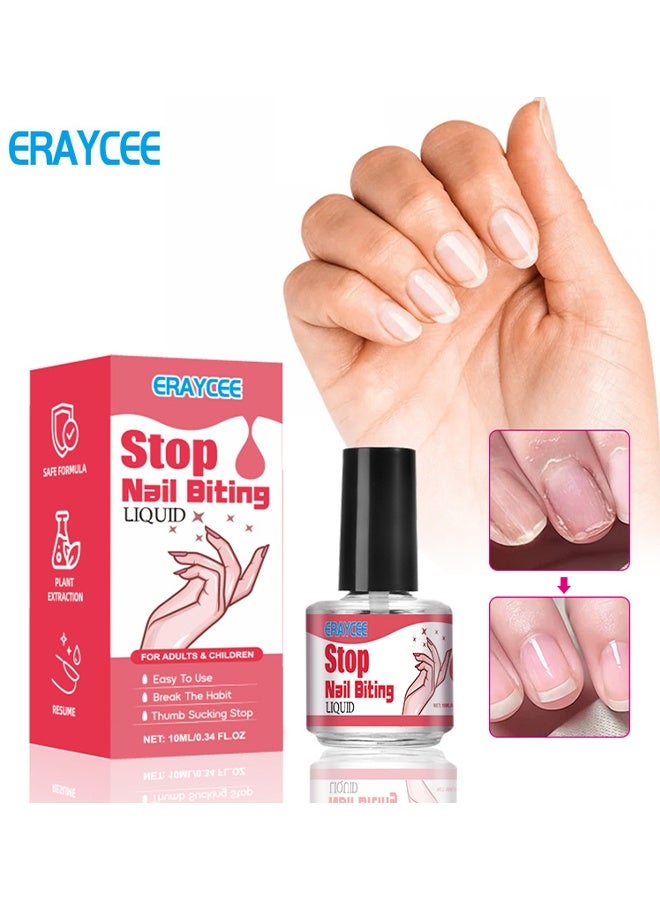 ERAYCEE Stop Nail Biting Liquid, Anti Nail Biting Polish, Safe Effective Bitter Nail Polish, Organic Herbs Bitter Oil Anti Nail Biting & Thumb Suctionbreak Annoying Bad Customprotect And Repair Nails, 10ml - Image 1